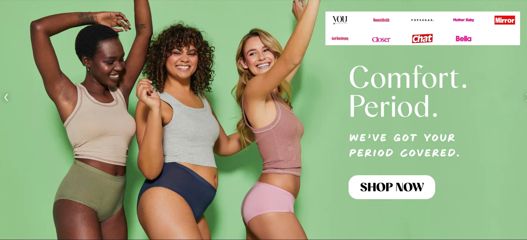 comfort period underwear, love luna pants