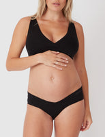 Bamboo Maternity Crossover Crop – Charcoal Marl
