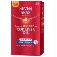 Seven Seas Omega-3 Fish Oil plus Cod Liver Oil Max Strength Liquid with Vitamins D and E