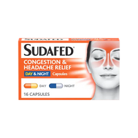 Sudafed Congestion & Headache Day & Night Capsules Pack of 16