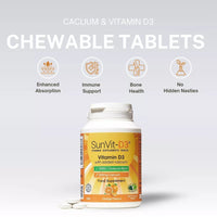 Vitamin D3 200IU & Calcium 500mg Chewable Daily Tablets Orange 100s
