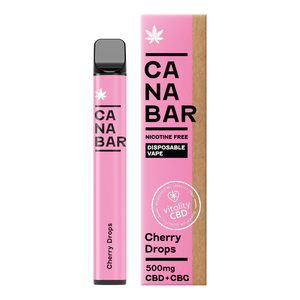 Canabar Disposable Vape Cherry Drops - Disposable CBD Vape Device 500mg CBD + CBG
