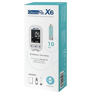 GlucoRx X6 Blood Ketone Test Strips (10pcs)