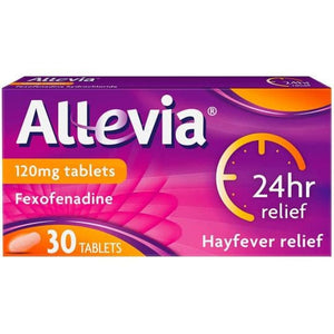 Allevia Fexofenadine 120mg Hayfever Relief Tablets.
