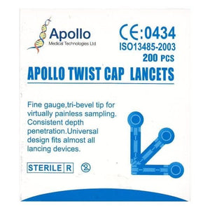 Apollo Twist Cap Lancets 200s.