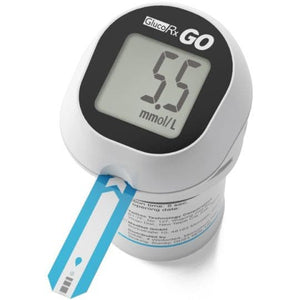 GlucoRx GO Integrated Blood Glucose Monitoring System with 50 Test Strips.