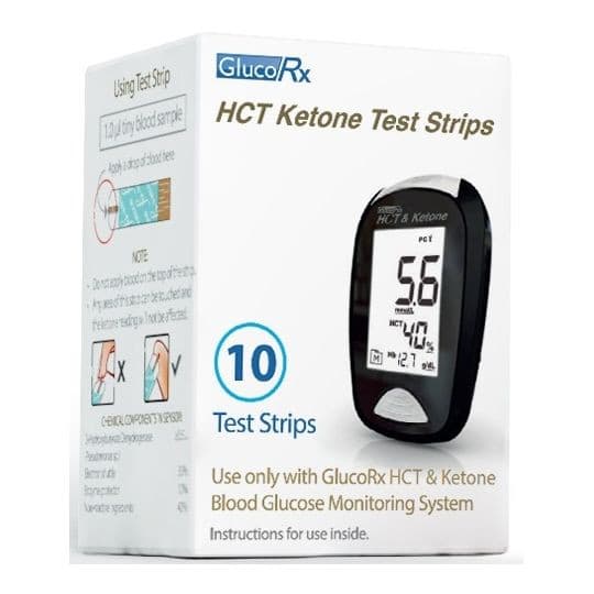 GlucoRx HCT Ketone Test Strips 10s