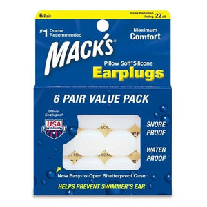 Mack's Pillow Soft Silicone Earplugs - 6 Pairs.
