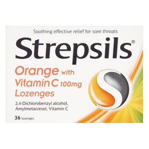 Strepsils Orange with Vitamin C 100mg Lozenges 36s.