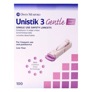 Unistik 3 Gentle Single Use Safety Lancets.