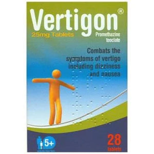 Vertigon Vertigo Dizziness and Nausea 25mg - 28 Tablets