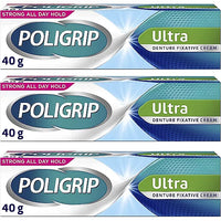 Poligrip Denture Fixative Cream Ultra - 40g - Pack of 3