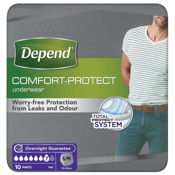 Depend Comfort Protect Underwear For Men Level 7 Small/Medium Pack Of 10