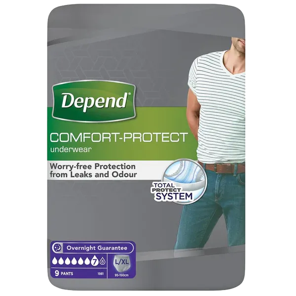 Depend Comfort Protect Underwear For Men Level 7 Large/Extra Large Pack Of 9