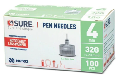 4Sure Pen Needles 32G - Choose from 4mm/5mm/6mm