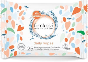 Femfresh Wipes Intimate Skin Care Biodegradable & Flushable 15 Feminine Intimate Wipes