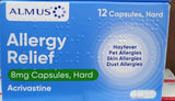 Almus Allergy Relief 8mg Acrivastine 12 capsules