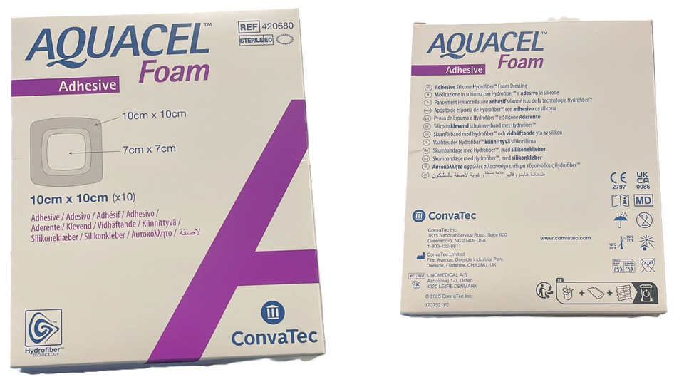 Aquacel Foam Adhesive Silicone Hydrofiber Dressing 10x10cm (420680) – Pack of 10 1
