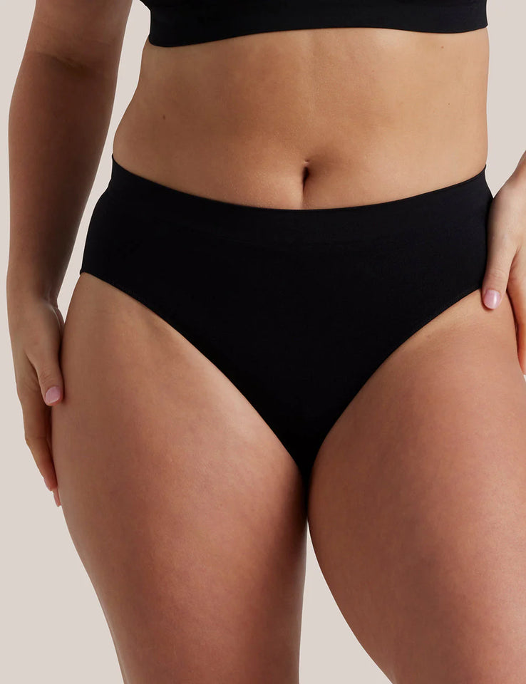 Bare Essentials Hi Cut Brief – Black | Seamfree Comfort & Sustainable Style
