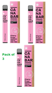 Canabar Disposable Vape Cherry Drops - Disposable CBD Vape Device 500mg CBD + CBG (Packof 3)