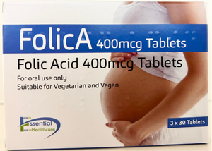 FolicA - 400mcg of Folic Acid 90 Tablets Supplement Pregnancy Tablets