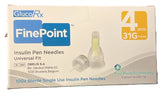 GlucoRx FinePoint Insulin Pen Needles 31G 4mm – Pack of 100