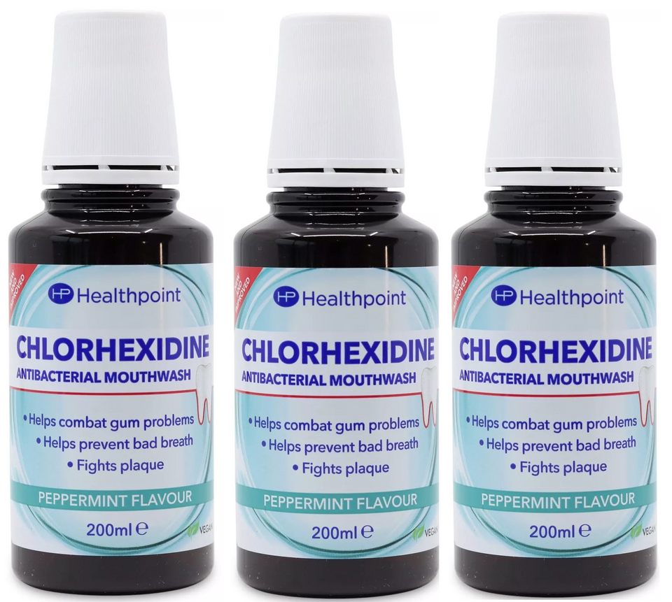 Healthpoint Chlorhexidine Antibacterial Peppermint Mouthwash with Fluoride 200ml
-3
