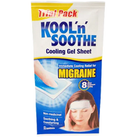 Kool 'n' Soothe Migraine Soft Gel Sheets - Trial Pack of 2 ( Cooling Relief for Headaches - No Refrigeration Required) 