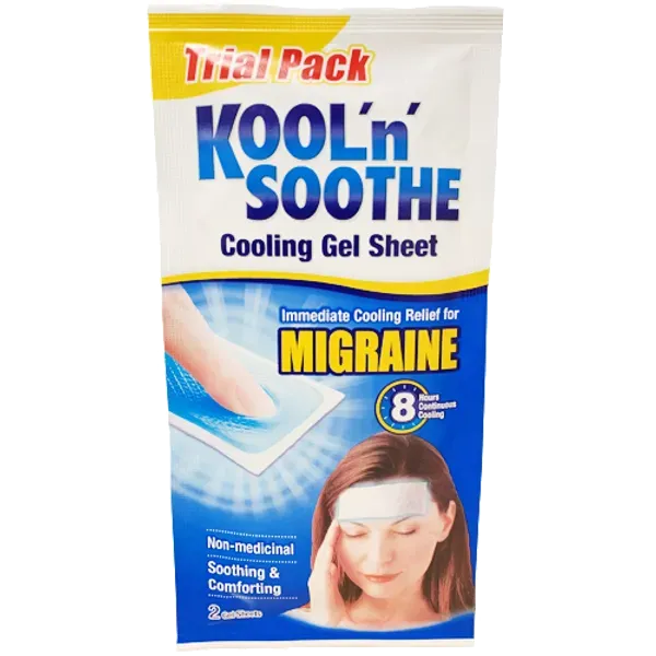 Kool 'n' Soothe Migraine Soft Gel Sheets - Trial Pack of 2 ( Cooling Relief for Headaches - No Refrigeration Required) 