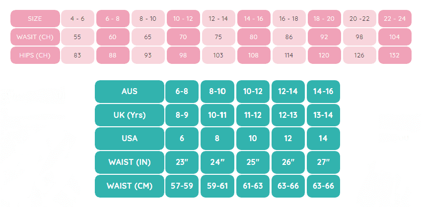 Luna Love size chart