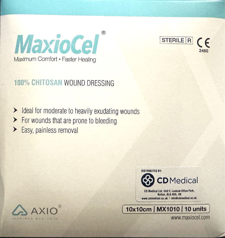 MaxioCel® Chitosan Wound Dressing 10x10 cm Pack 10