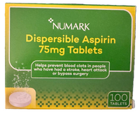 Numark Dispersible Aspirin 75mg - 100Tablets