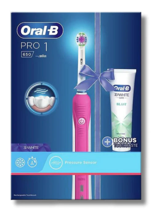 Oral B Pro Series 1 3D White Pink Toothbrush+Case