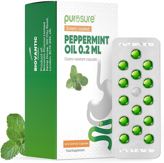 Purosure Enteric Coated Peppermint Oil Capsules - 84 Soft Gel Mint Capsules