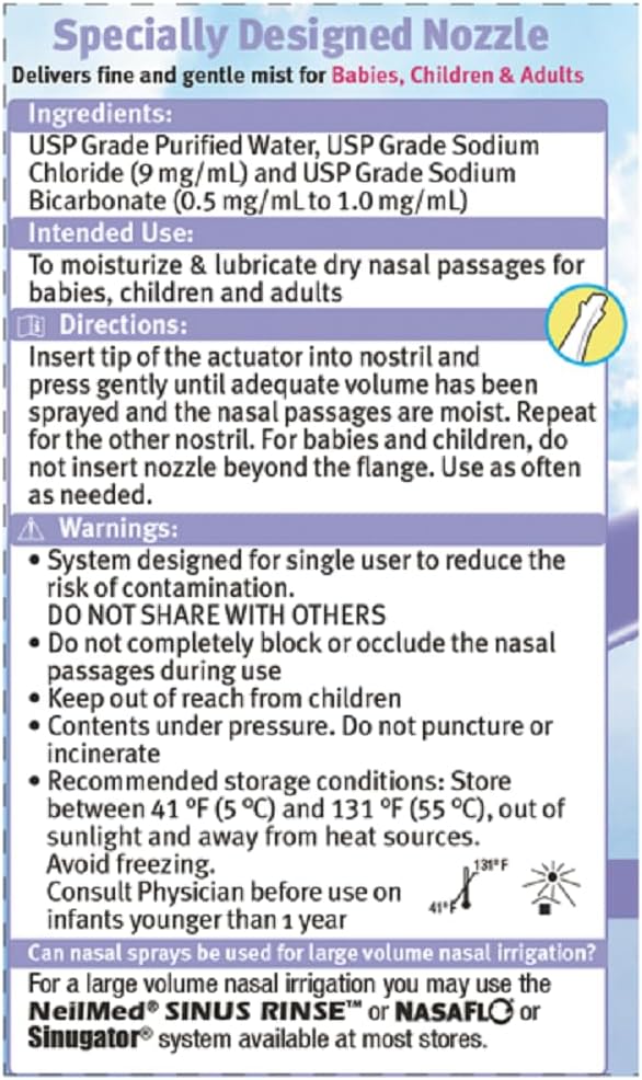 Neilmed PediaMist Saline Spray 75ml | Stuffy Nose Relief For Babies & Kids