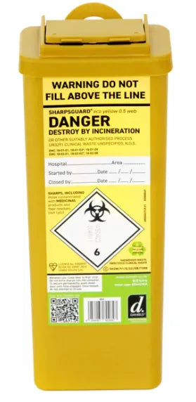 Sharpsguard Yellow 0.5 Litre Sharps Bin