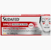 Sudafed Sinus Pressure & Pain Tablets Pack of 12