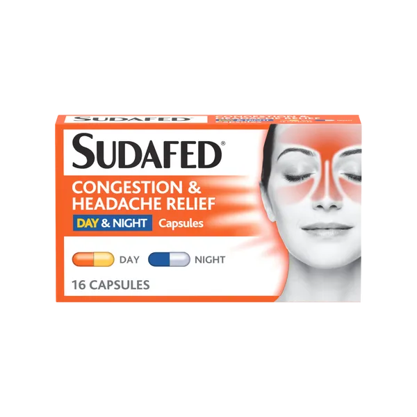 Sudafed Congestion & Headache Day & Night Capsules Pack of 16