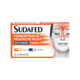 Sudafed Congestion & Headache Day & Night Capsules Pack of 16
