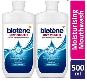 Biotene Dry Mouth Care Oral Rinse Fresh Mint - 500ml (Double Pack)