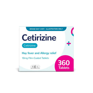 Cetirizine (10mg) - Hay Fever & Allergy Relief - 360 Tablets (Brand May Vary)