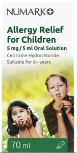 Cetirizine Allergy Relief For Children 5mg/5ml Oral Solution - 70ml (brand may vary)