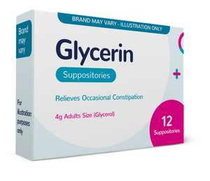 Glycerin 4g For Constipation Adults Size – 12 Suppositories (Brand May Vary)