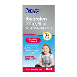Perrigo Ibuprofen Childrens Strawberry Flavour 200mg/5ml Oral Suspension - 100ml