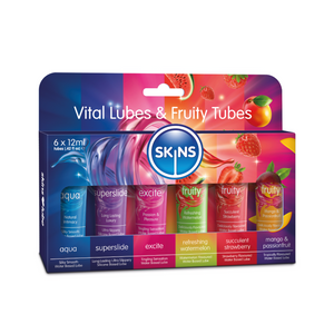 Skins 12ML - Vital & Fruity Lubes 6 Pack / Travel Size Lubricant