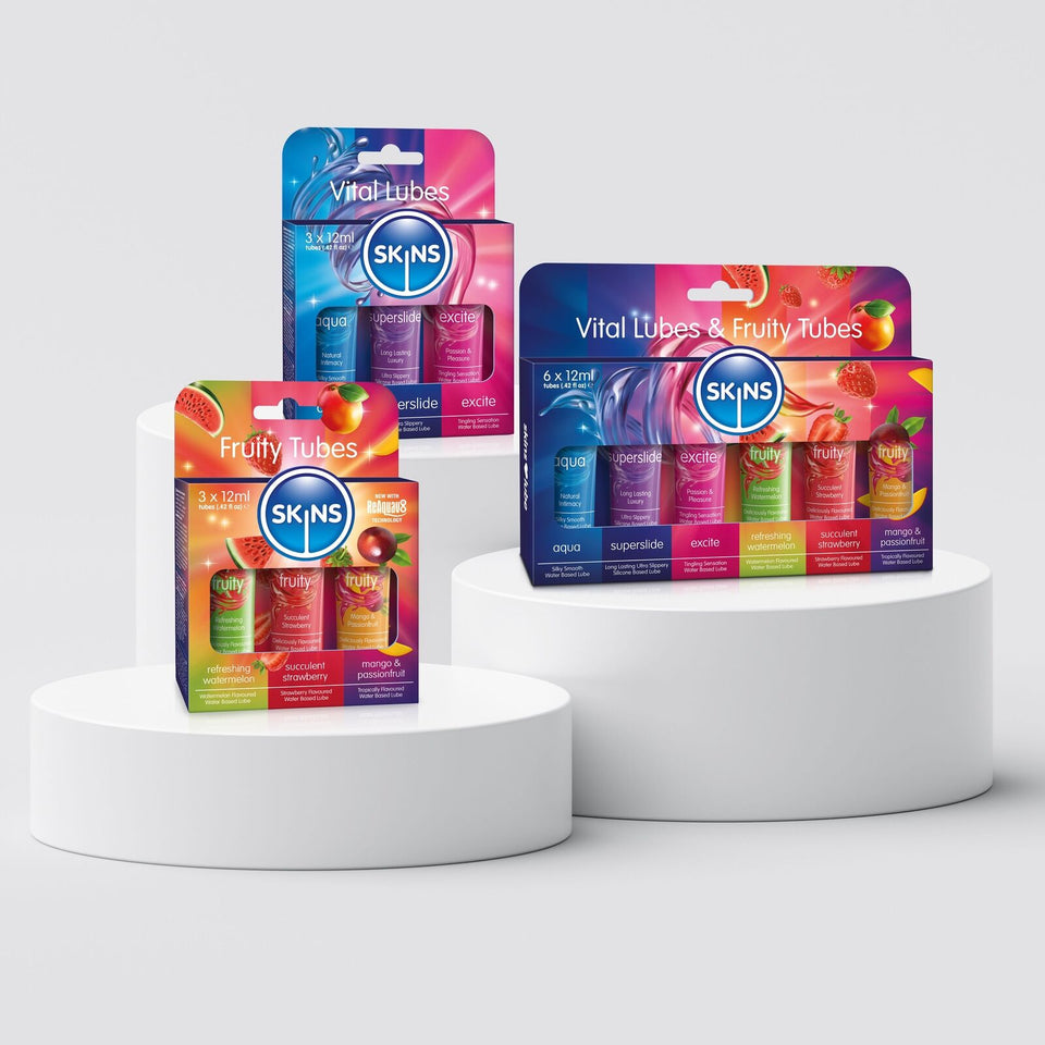 Skins 12ML - Vital & Fruity Lubes 6 Pack / Travel Size Lubricant