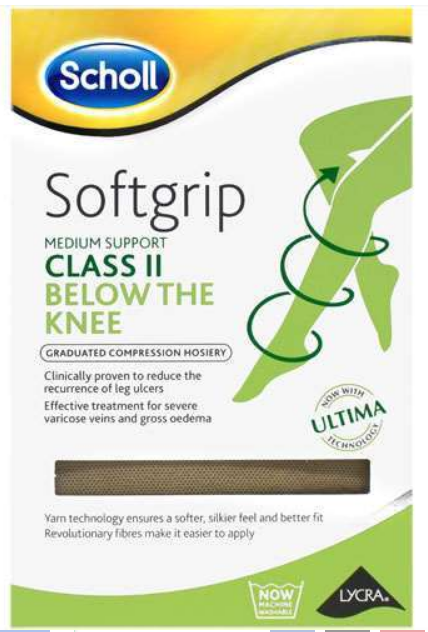  Scholl Softgrip Ultima Class 2 Below The Knee Closed Toe  Stockings, Small, Black : Health & Household