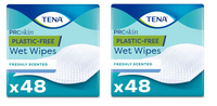 TENA ProSkin Plastic-Free Wet Wipes Pack of 48 (Double Pack)