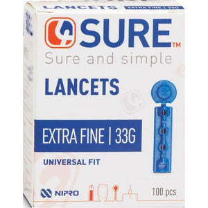 4Sure Single Use Lancets Extra Fine 33g - 100s