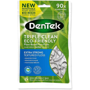 DenTek Triple Clean ECO Plant Based Floss Picks (90x Floss Picks)
